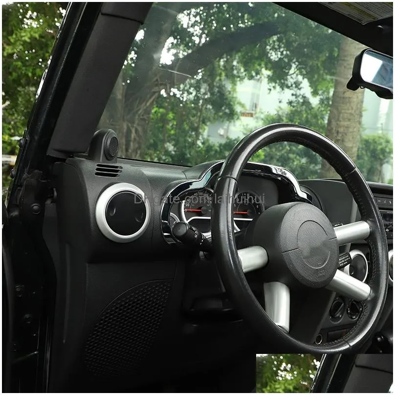 car abs central control dash board decoration cover chrome for jeep wrangler jk 2007-2010 car interior accessories