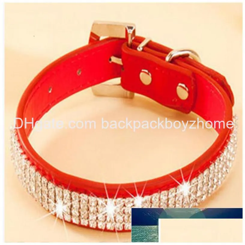 dog collar bling rhinestone pu leather crystal diamond puppy necklace pet dog cat collars factory price expert design quality latest style original