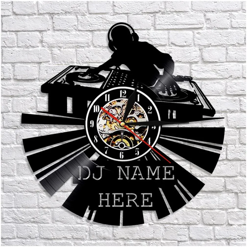 Vinyl Record Custom Modern Personalized Name On The DJ Wall Art Vintage Clock Music Lovers Gift Y200109