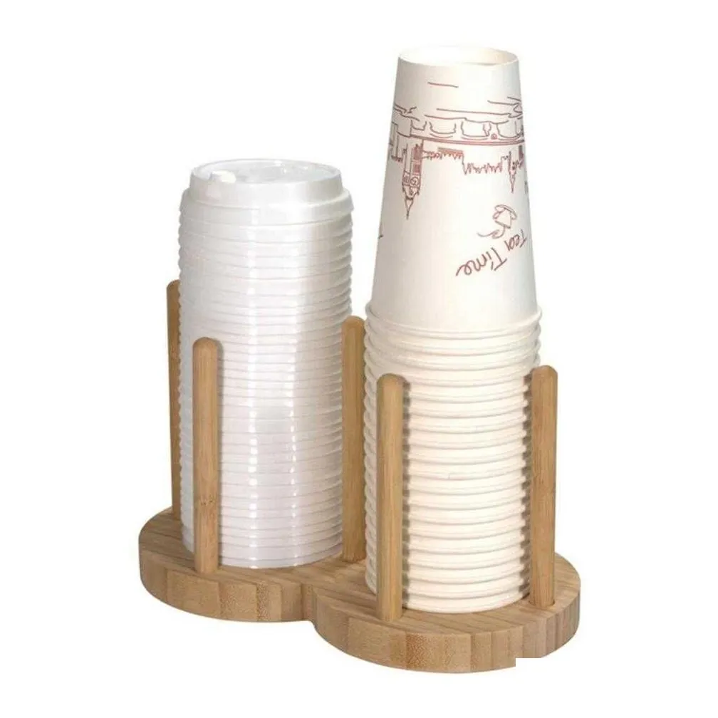 Other Home & Garden New Mti-Function Disposable Cups Holder Wooden For Buffet Lounges Household Kitchen Bar Office Cup Extractor Verti Dhiwq