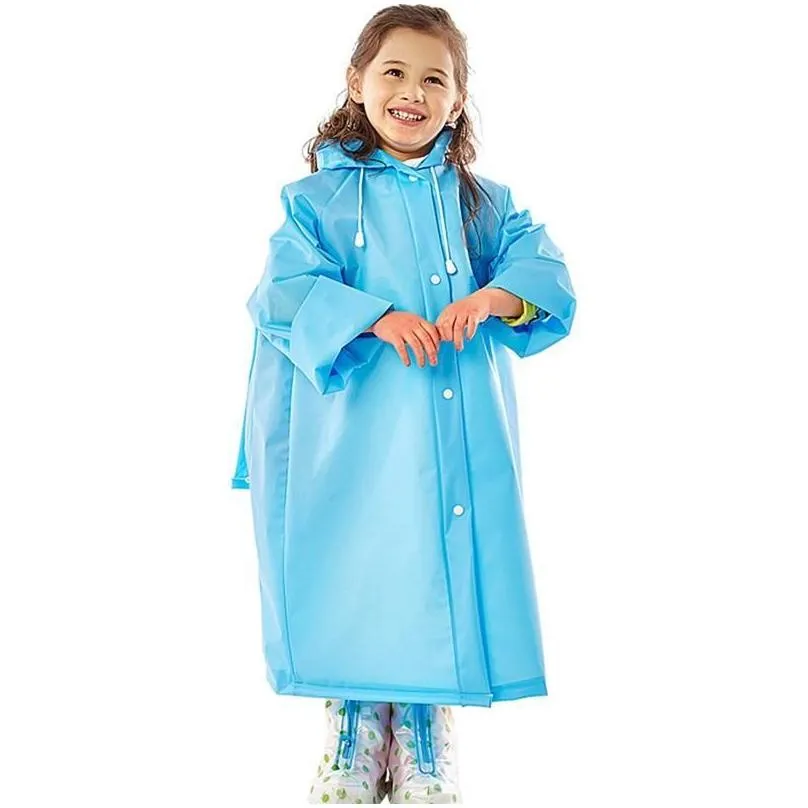 Fashion School Bag Hooded Raincoat EVA Raincoats Children Poncho Kids Rainwear Travel Rain Coat Waterproof Rain Wear 5 Colors WDH0737