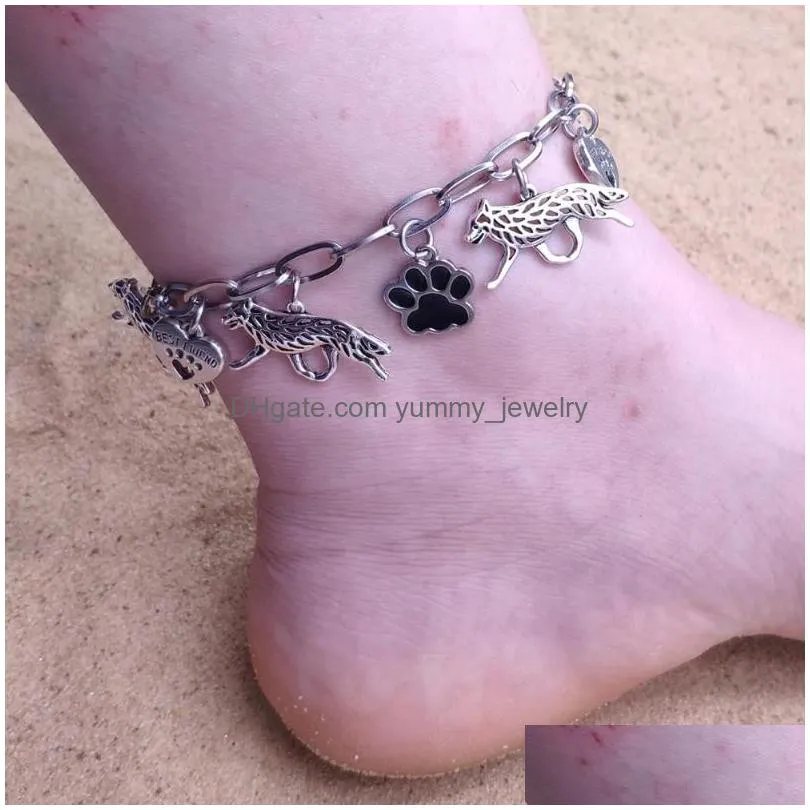 Anklets Anklets Summer Beach Foot Jewelry Anklet 16 Styles Stainless Steel Dalmatian Dog Animal Ankle Chains Accessories Y Women Gift Dhkj8