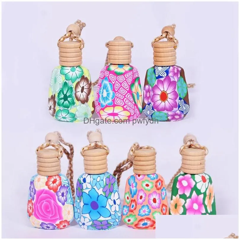 gift car perfume bottles pendant soft clay essential oil diffuser ornaments air freshener pendant craft empty perfume bottle 04