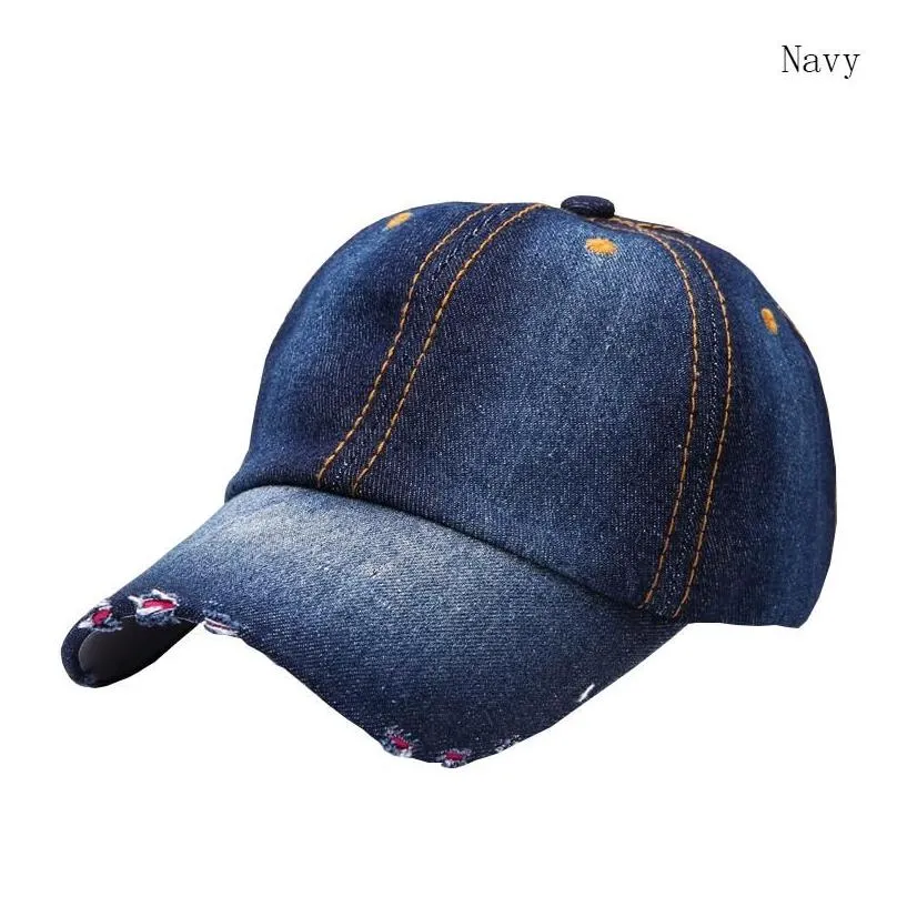 Outdoor Hats Wholesale- Womens Mens Denim Caps  Style Distressed Wearing Baseball Cap Boys Girls Snapback Fall Winter Gorras