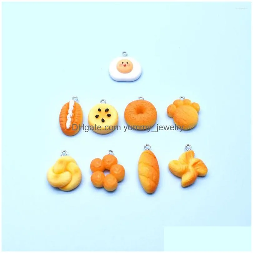 Charms Charms 10Pcs Simation Cartoon Cute Cakes Breads Eggs Diy Handmade Jewelry For Earring Necklace Drop Delivery Jewelry Jewelry Fi Dhmor