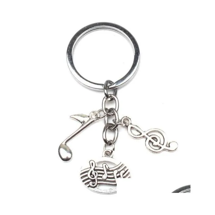 Key Rings Key Rings Ancient Sier Music Teacher Ring Microphone Notes Handmade Guitar Designer Pianist Keychain Gift Jewelry Do Your Fa Dhovs