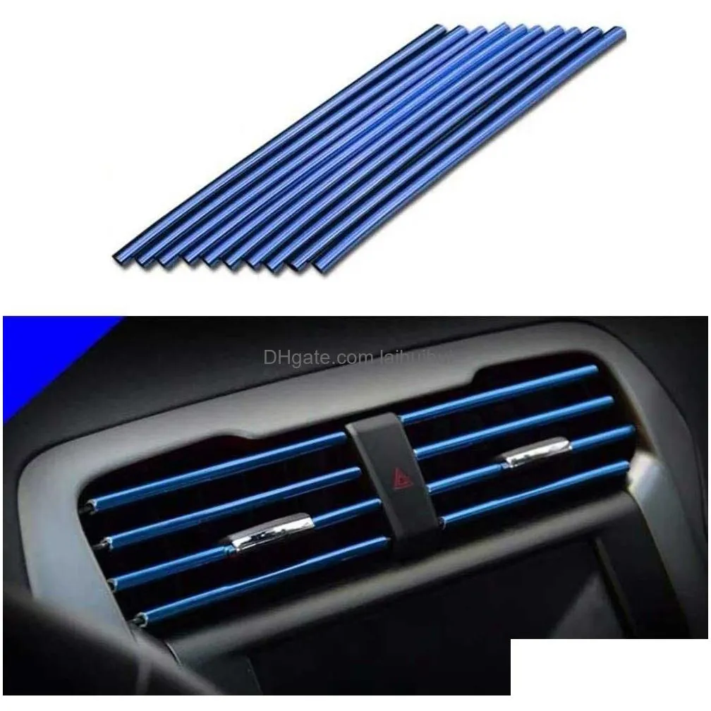  10 pcs 20cm car air conditioner vent outlet trim strips u shape chrome pvc colorful shiny car trim strips for car decoration