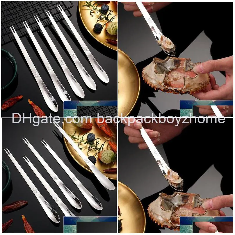 6pcs tools stainless steel crab shape cast quick shellfish lobster cracker seafood tools clip needle fork picks pincer nut set factory price expert design