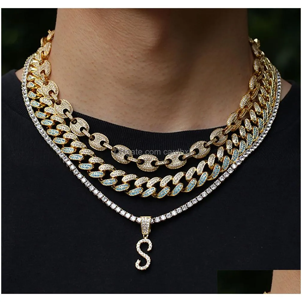 Pendant Necklaces Gold Sier Az Letters Pendant Necklaces Whos Initial Micro Letter Charm For Men Women With 24Inch Rope Chain2891677 D Dhig1