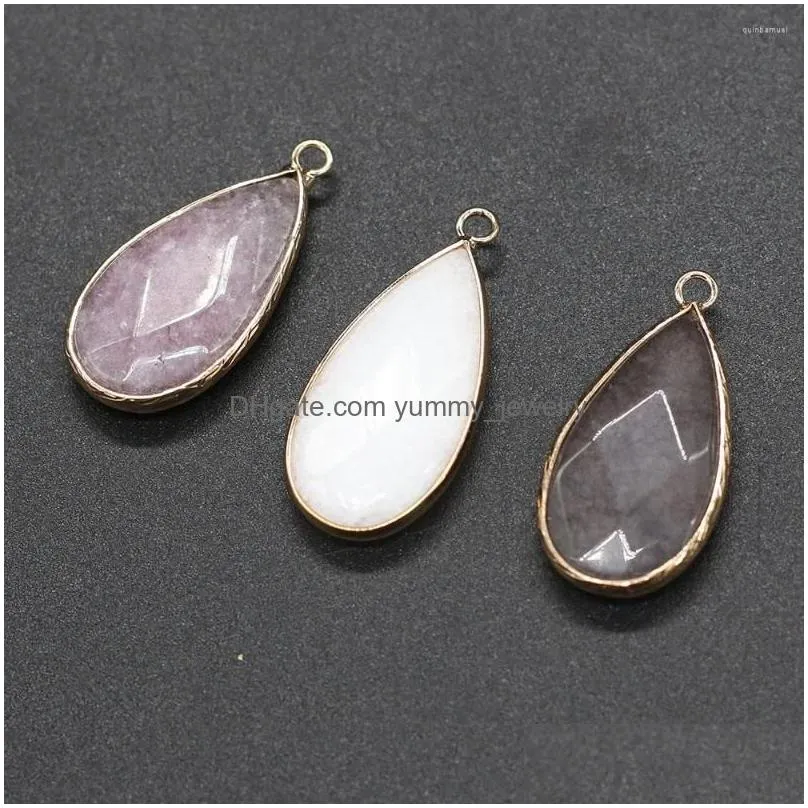 Charms Charms Natural Stone Pendant Faceted Water Drop Shape Charm For Jewelry Making Diy Bracelet Earrings Necklace Accessories Size Dhaqv