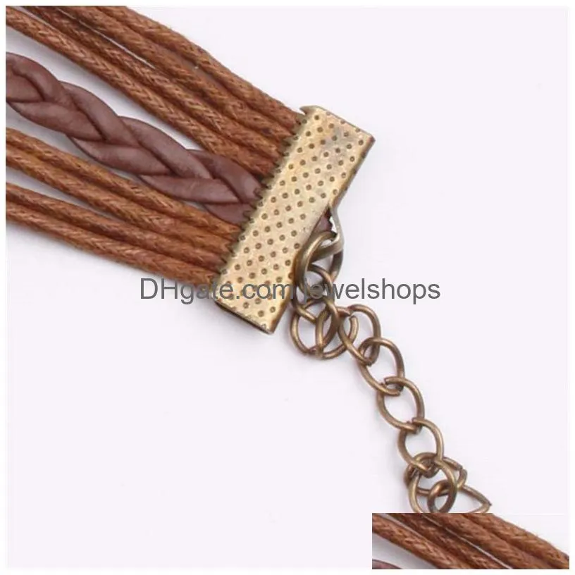 Charm Bracelets Bronze Bracelet Jewelry Women Fashion Vintage Believe Infinity Bracelets For Men New Design Braided Wrap Leather Drop Dhxbc