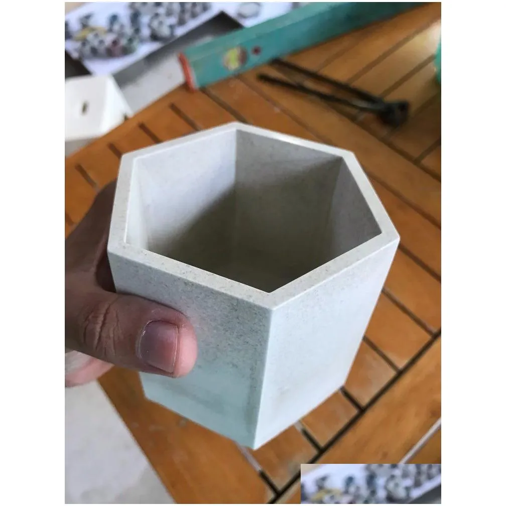 Novelty Items Hexagon Flowerpot Concrete Sile Mold For Succent Plants Round Pen Container Plaster Gypsum Mod Cement Clay Resin Drop De Dhotx