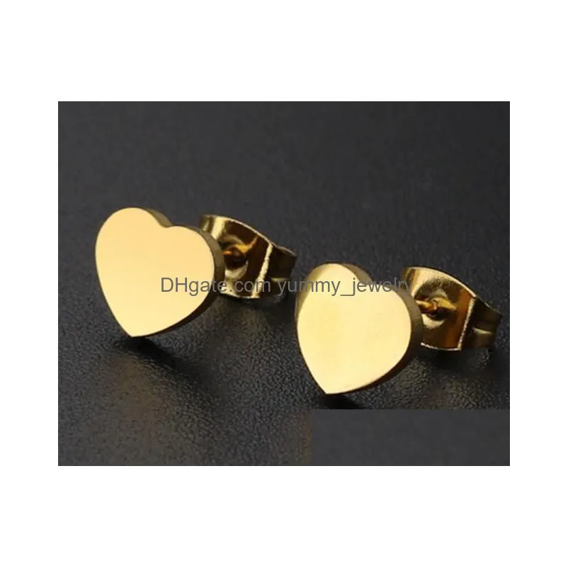Stud Stud Earrings Mtiple Love Heart Stainless Steel For Women Romantic Gifts Clip On Trendy Jewelry Piercing Drop Delivery Jewelry Ea Dhamp