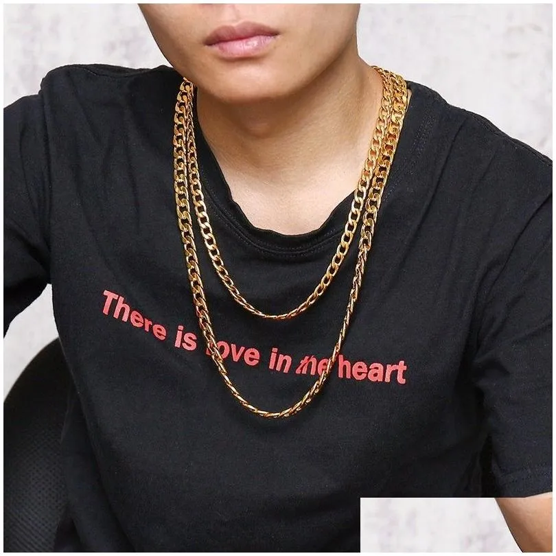 Chains Stainless Steel Solid Choker Goldplated Cuba Link Chain Necklace Fashion Male Jewelry Hip Hop Accessories6751788 Drop Delivery Dhqcg