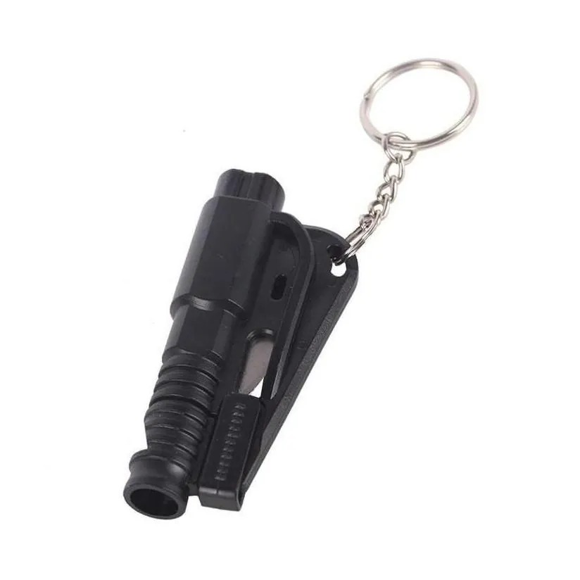 Keychains & Lanyards Keychains Lanyards Life Saving Hammer Key Chain Rings Portable Self Defense Emergency Rescue Car Accessories Seat Dh7Zy