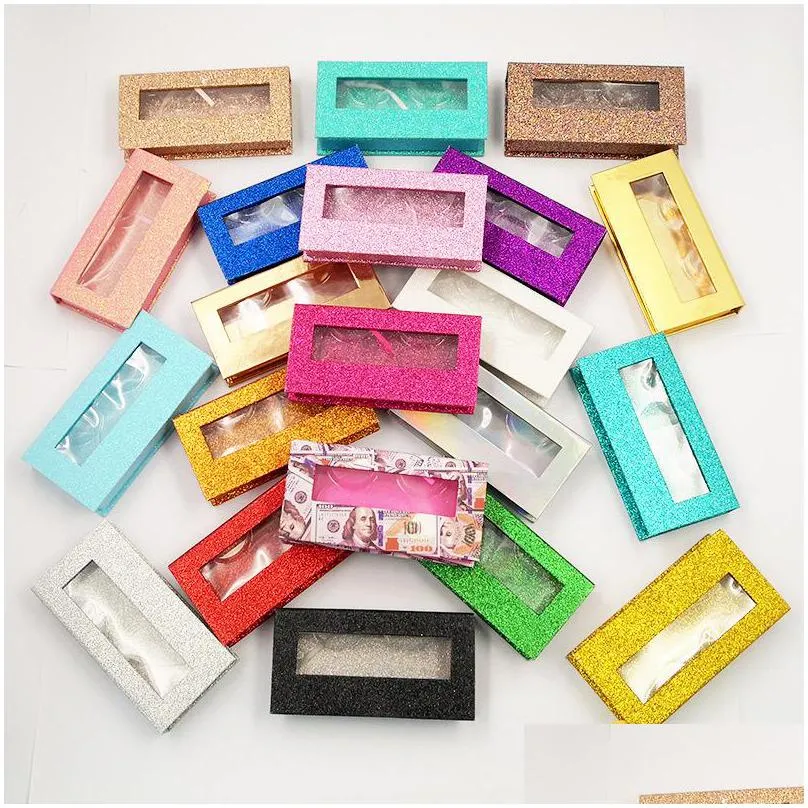 fine mounting organization eyelash packaging box eyelashes shining sparkling boxes rhinestone mat packing empty colour rectangle 3 7ql