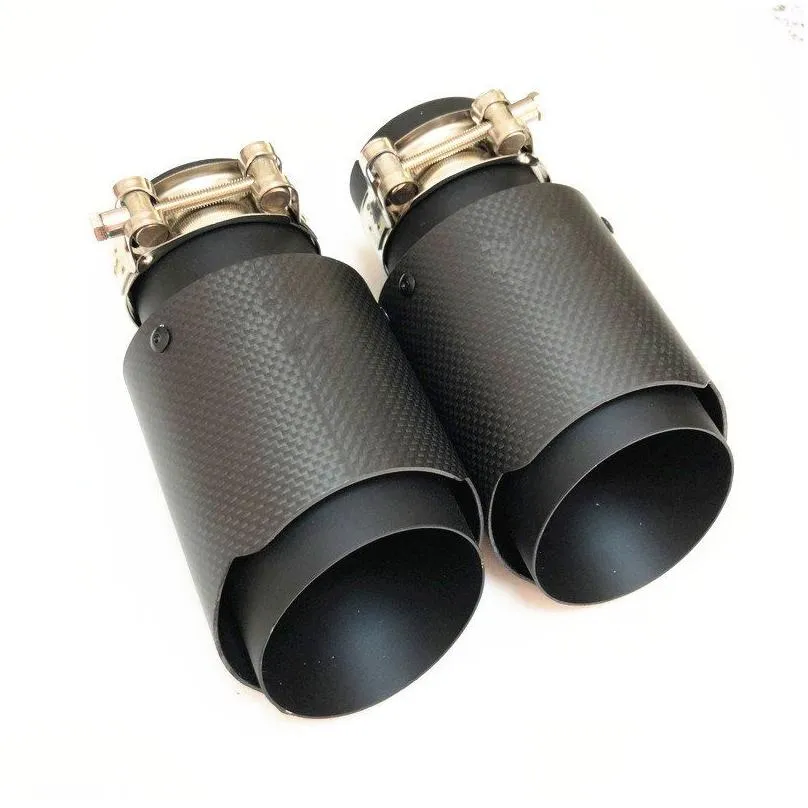 black stainless steel for universal akrapovic exhaust muffler tips auto carbon car cover styling1pcs