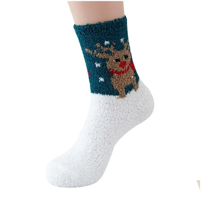 Mti-Style 120-Pin Elk Christmas Socks Thickened Coral Fleece Floor Christmas-Sock Wholesale Drop Delivery Dhbvz