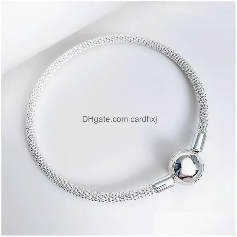 Bangle Women Sterling Sier Mesh Bracelet Bangle Bracelets Summer Jewelry For Ball Clasp With Original Box Sets4890935 Drop Delivery Je Dhz8M