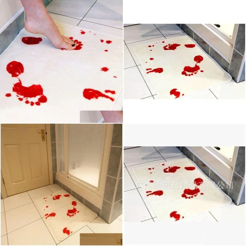 A Blood Bath Mat Footprints Nonslip Creative Carpet room Products Y200407