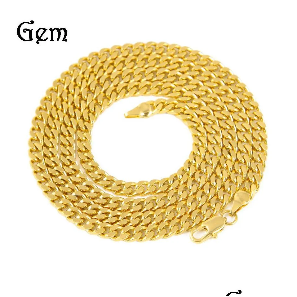 Chains New Gold Sier  Cuban Link Chain Mens Necklaces Hip Hop Jewelry Drop Delivery Jewelry Necklaces Pendants Dh5Ev