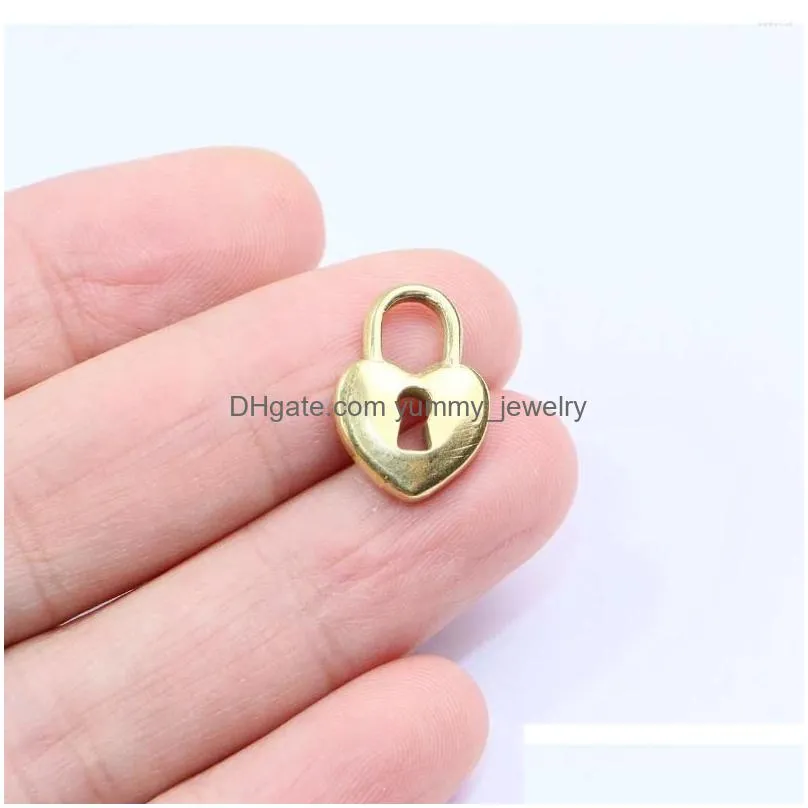 Charms Charms 5Pcs 316L Stainless Steel Lock Fashion Jewelry Pendant Diy Handcraft Vacuum Plate Waterproof Antiallergic Drop Delivery Dhzyg