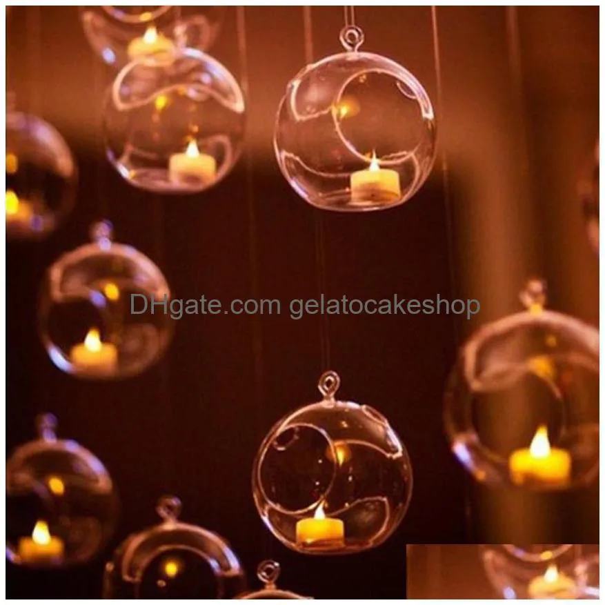 1pc 60mm hanging tealight holder glass globes terrarium wedding candle holders candlestick vase home inn bar decoration