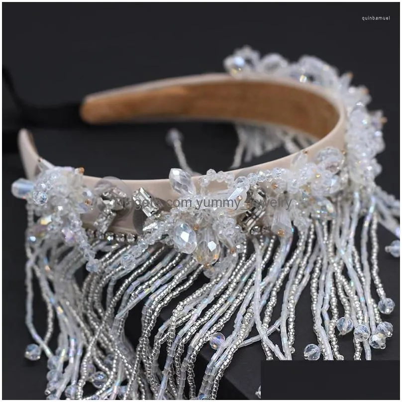 Other Hair Jewelry Crystal Grain Long Luxury Accessories Handmade Mti-Layer Tassel Butterfly Inlaid Rhinestone Ladies Bridal 707 Drop Dhhqi