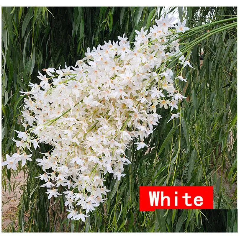 120Cm Artificial Silk Oncidium Flower Dancing Lady Orc Branch For Wedding Home Decoration Fake Arrangement Drop Delivery Dhfih