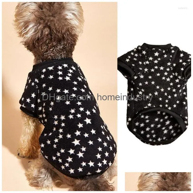 Dog Apparel Dog Apparel Pet Super Soft Puppy Plover Star Pattern Print Thickened Sweatshirt Outfit Drop Delivery Home Garden Pet Suppl Dhhex