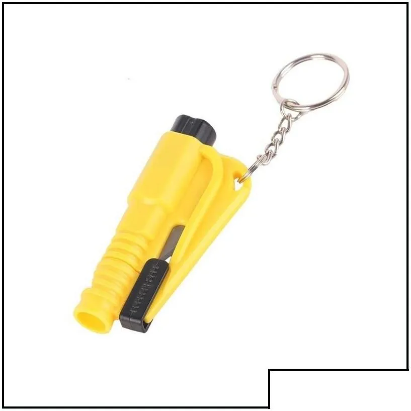 Key Rings Key Rings Life Saving Hammer Chain Portable Self Defense Emergency Rescue Car Accessories Seat Belt Window Break Tools Saf D Dhcf7