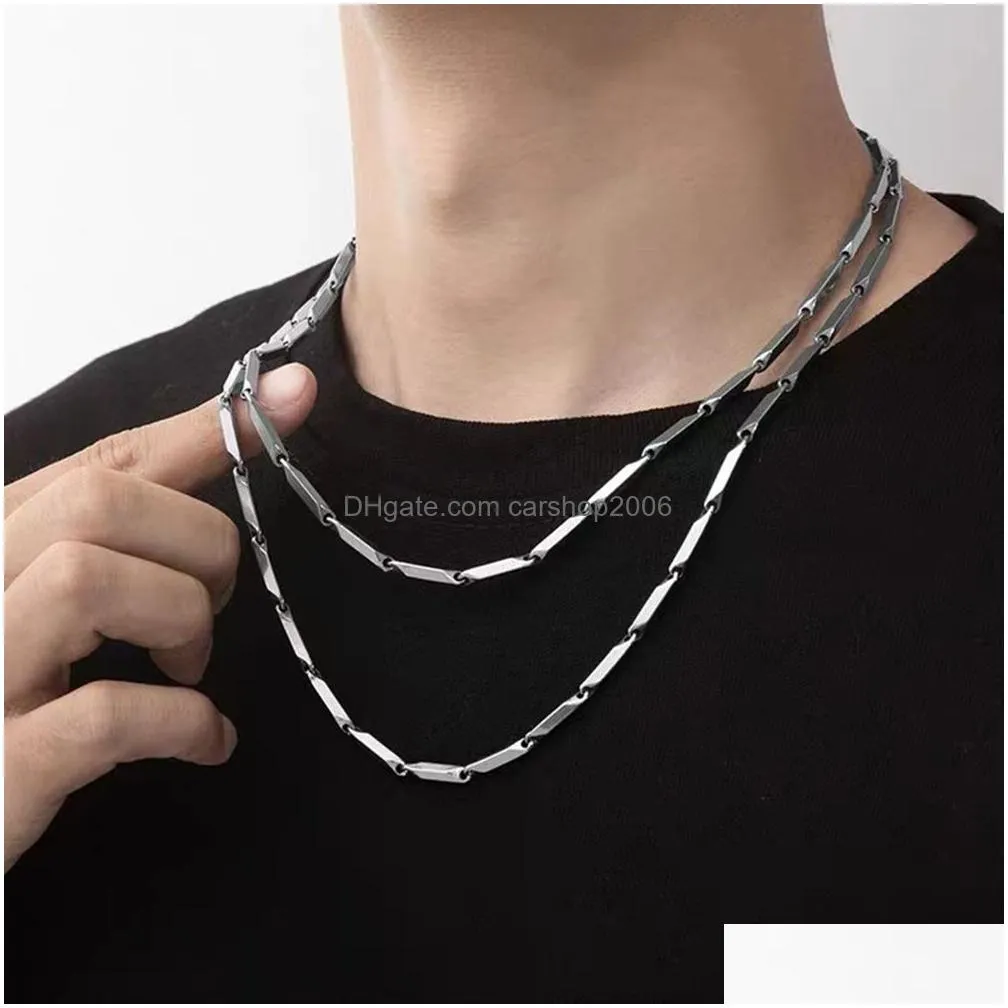 stainless steel silver rice shape chains necklace link chain jewelry for men and women jewelry accessories
