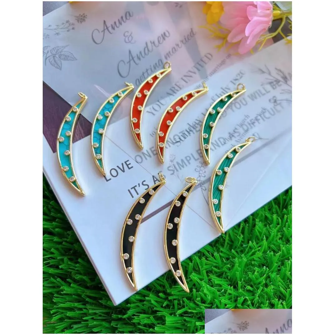 Pendant Necklaces Pendant Necklaces Luxury Star Round Crescent Moon Stone Charms For Women Wedding Jewelry Making Gold Classic Shell A Dhbzh