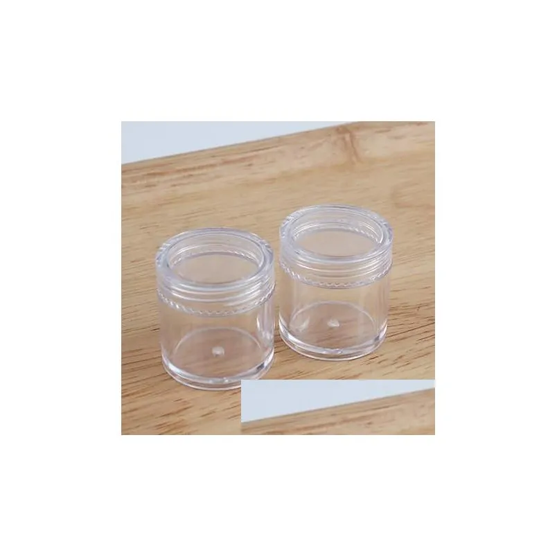 wholesale Wholesale Jars Cosmetic Sample Empty Container 5ML Plastic Round Pot Screw Cap Lid Small Tiny 5G Bottle for Make Up Eye Shadow Nails 1 3 5 10 20 30