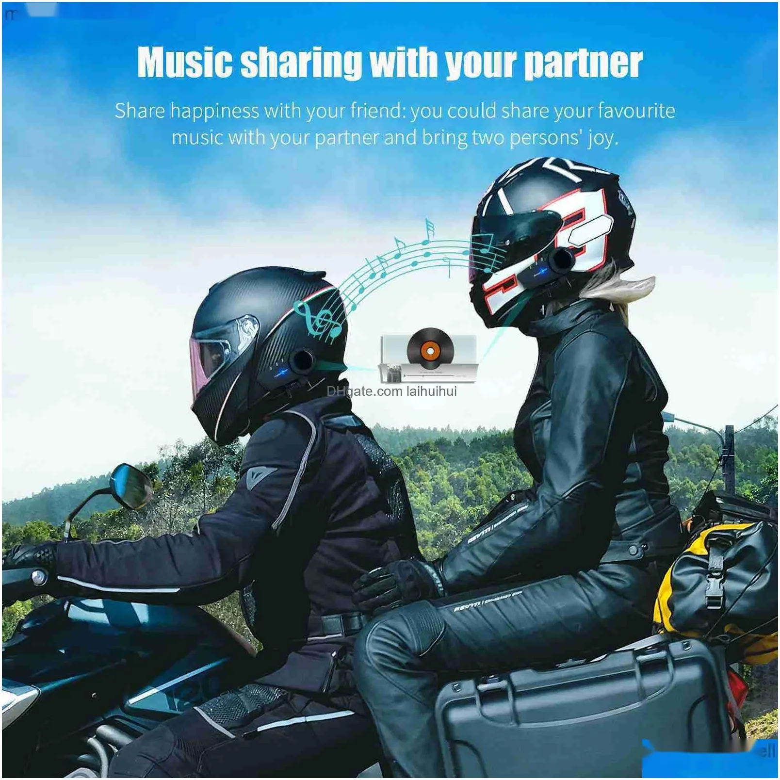 walkie talkie dconn ky pro bluetooth 5.0 motorcycle intercom helmet headset 6 riders group talking fm radio waterproof 1000m interphone