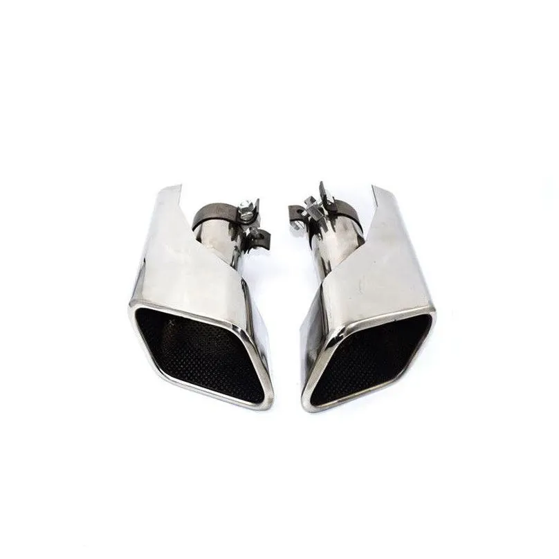 pair silver stainless steel exhaust single muffler tips for  2010-2013 range sport rear pipe