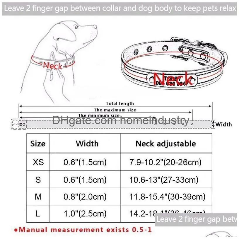 Dog Collars & Leashes Pu Leather Custom Dog Collars With Rhinestone Personalized Name Letters Diamante Jewelry Gems Diy Pet Tag Clogo Dhwpl