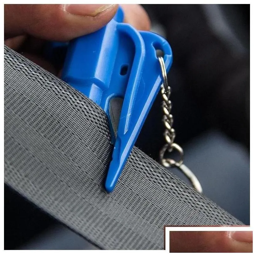 Keychains & Lanyards Keychains Lanyards Life Saving Hammer Key Chain Rings Portable Self Defense Emergency Rescue Car Accessories Seat Dh7Zy