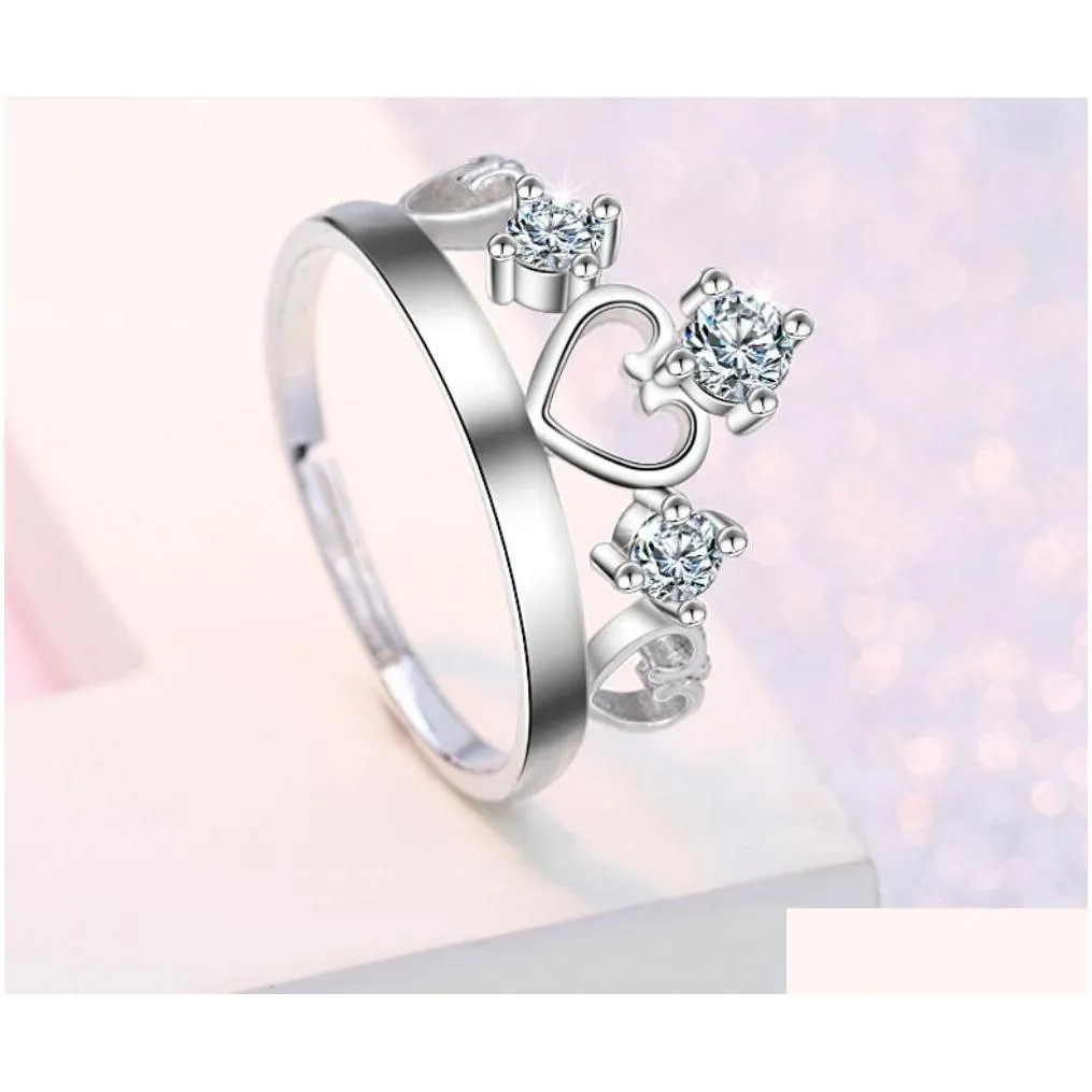 Wedding Rings Wholesale Of Eight Hearts And Arrows Zircon Imitation Mosang Stone Rings For Women Mens Six Claw Wedding Drop Delivery J Dhfdd