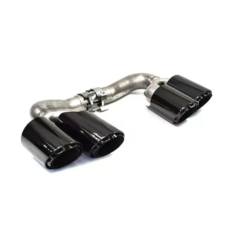 pair hybrid style car black stainless steel muffler rear tail tips for porsche cayenne double exhaust pipe 2018-2020