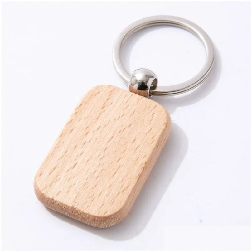 2021 Beech Keychain Party Supplies Spot Blank Solid Wood Keychains Wooden Custom Creative Holiday Small Gift Drop Delivery Dhvwz