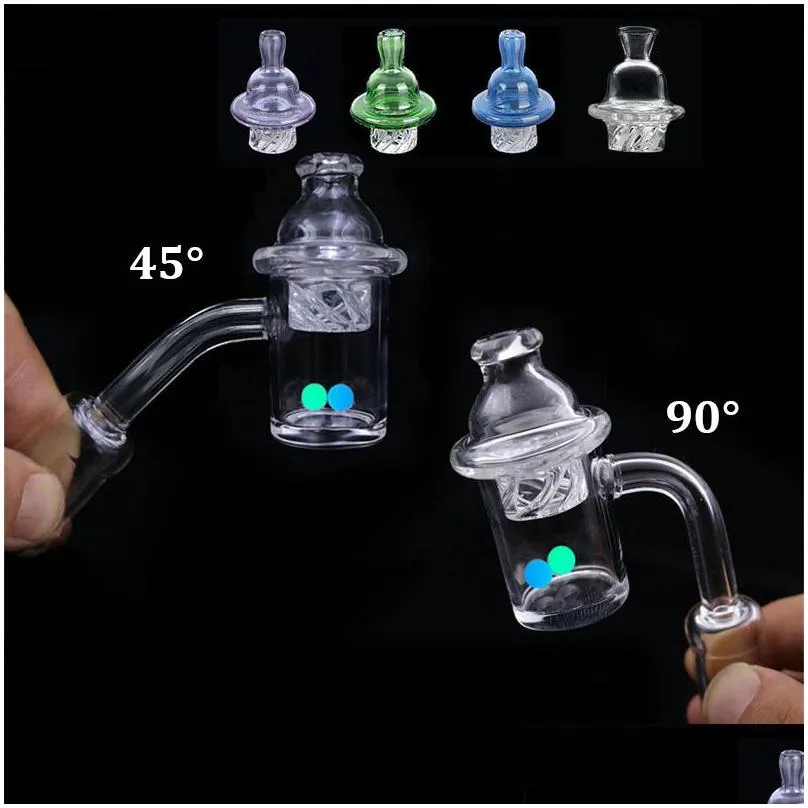 45 90 degrees quartz banger nail with spin carb cap and dab terp pearls 10mm 14mm 18mm male female quarts banger nail for bong dab rig