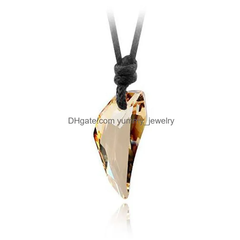 Pendant Necklaces Pendant Necklaces Men And Women Antique Crystal Wolf Fang Tooth Necklace Vintage Rhinestone Jewelery Drop Delivery J Dhm92