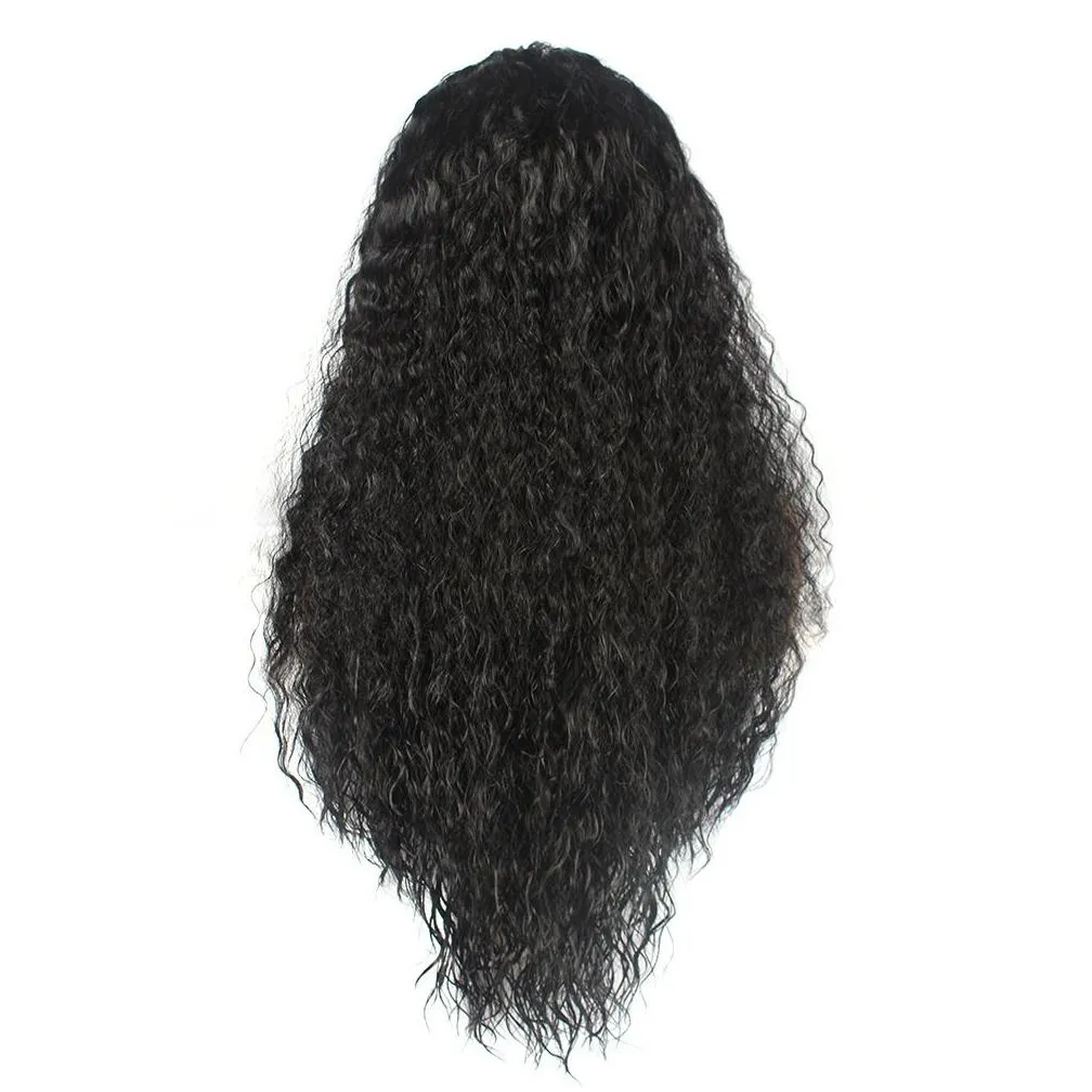 woodfestival afro kinky curly wig synthetic black wigs for african american long hair middle hairline women