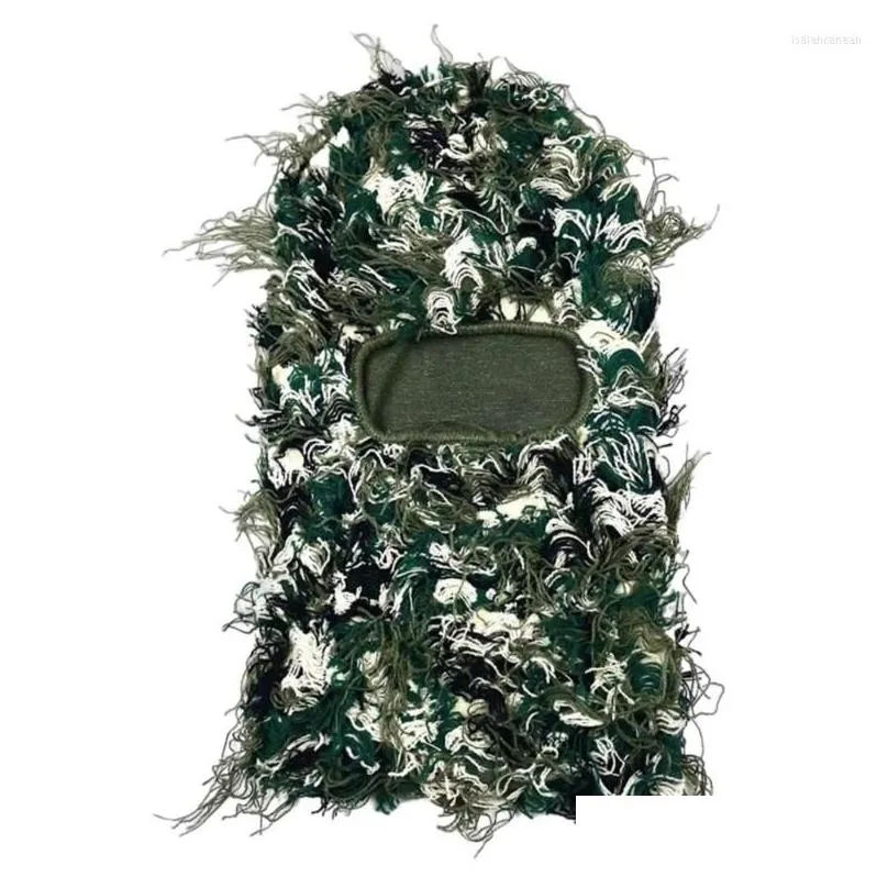 Berets Berets Clava Died Knitted Fl Face Ski Mask Shiesty Camouflage Knit Drop Delivery Fashion Accessories Hats, Scarves Gloves Hats Dhgte