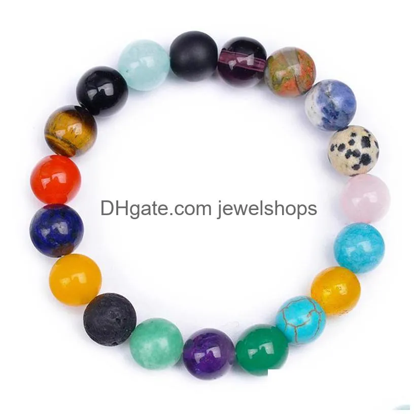 Charm Bracelets Charm Bracelets Mticolor Natural Stone Bracelet Diy Mixed Beaded Beads 7 Chakra Healing Nce-Stone Men Women Gift Reiki Dhvfw