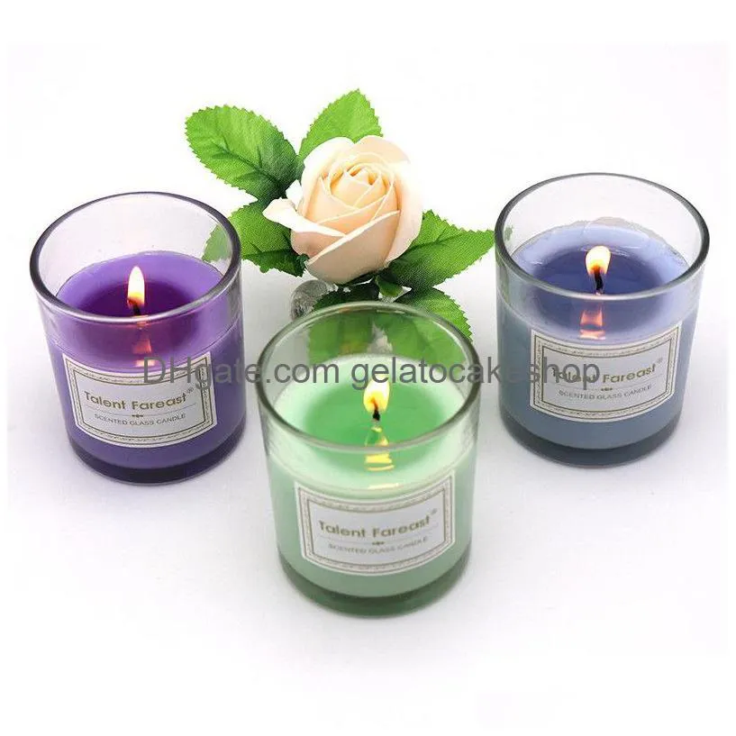 aromatherapy glass cup candle romantic valentine birthday festival home decorative candle scented paraffin violet magnolia candles