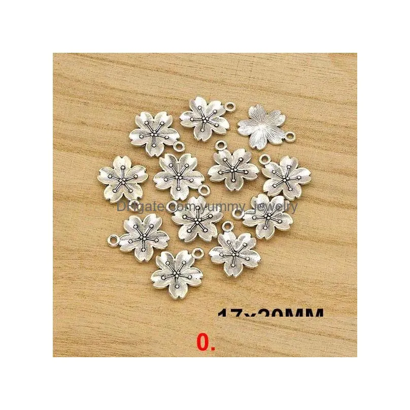 Charms Charms 10Pcs Flower Handmade Cherry Blossoms Pendant For Bracelet Necklace Jewelry Materials Diy Craft 17Mm 20Mm Drop Delivery Dh0Nz