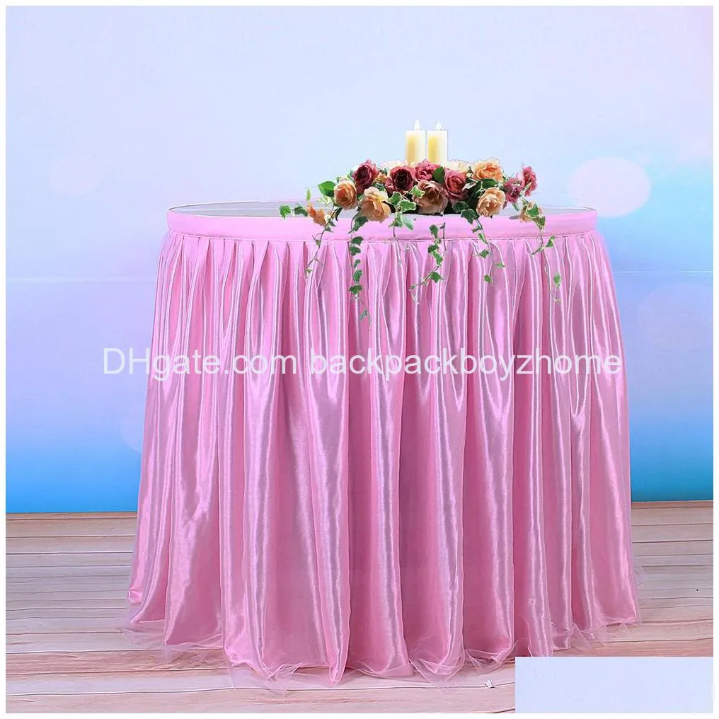 2018 new tulle tutu table skirt tableware cloth for party wedding banquet home decoration wedding table skirting 3 colors