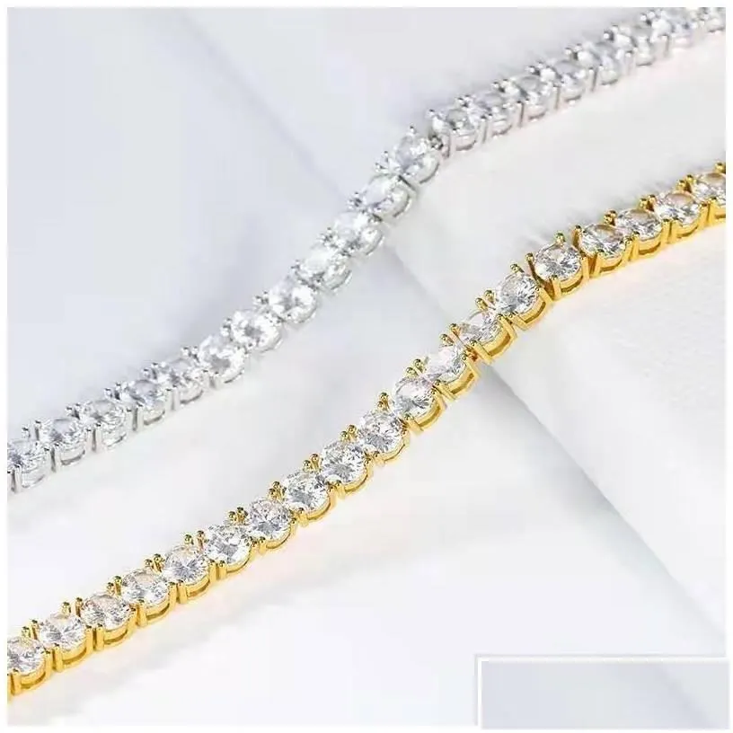 Cuff Cuff 2021 Cubic Zirconia Tennis Bracelet For Women Men Gold Color Iced Out Crystal Charm Bangle Male Bijoux Jewelry Drop Delivery Dhsgv